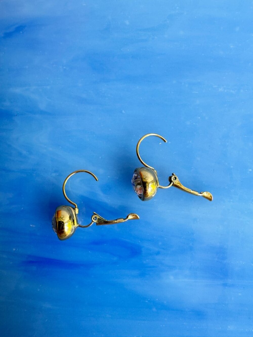 Swarovski Touchstone Crystal Gold Lever Back Drop Earrings - Picture 3 of 4